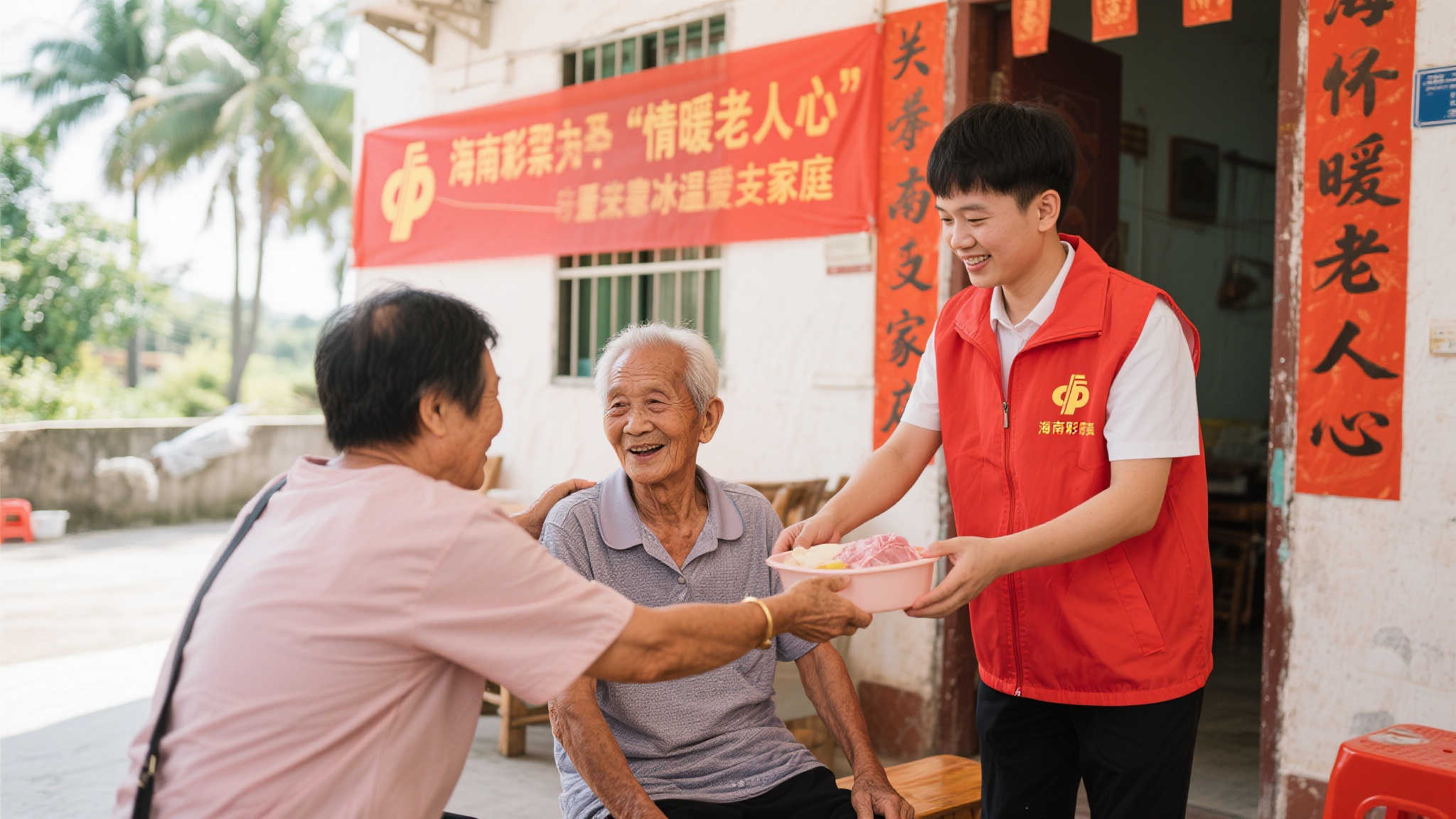 海南福彩举行志愿行动，关爱长者暖心同行。